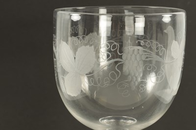 Lot 2 - AN OVERSIZED 19TH CENTURY GLASS ENGRAVED GOBLET