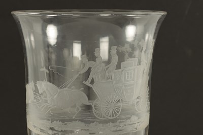 Lot 9 - AN OVERSIZED 19TH CENTURY GLASS ENGRAVED GOBLET