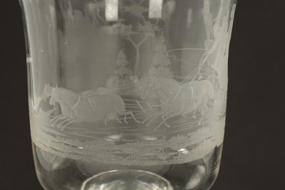 Lot 9 - AN OVERSIZED 19TH CENTURY GLASS ENGRAVED GOBLET