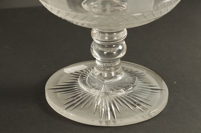Lot 1 - A LARGE LATE 19TH CENTURY CUT GLASS ENGRAVED MASONIC GOBLET