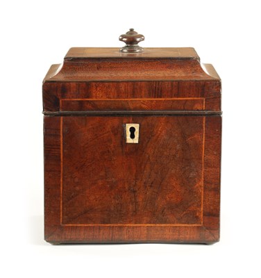 Lot 1344 - A GEORGE III INLAID MAHOGANY TEA CADDY