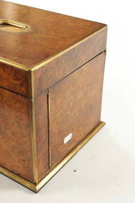 Lot A FINE VICTORIAN BURR WALNUT AND BRASS LINED HUMIDOR