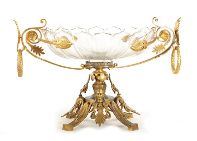 Lot 818 - A FINE LARGE 19TH CENTURY ORMOLU AND CUT GLASS FRENCH CENTRE PIECE IN THE MANNER OF BARBIDIAN