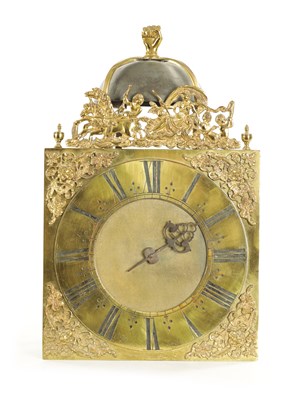 Lot 1153 - JOSEPH WINDMILLS, LONDON. AN EARLY 18TH CENTURY 30HR LANTERN CLOCK WITH 10" SQUARE BRASS DIAL