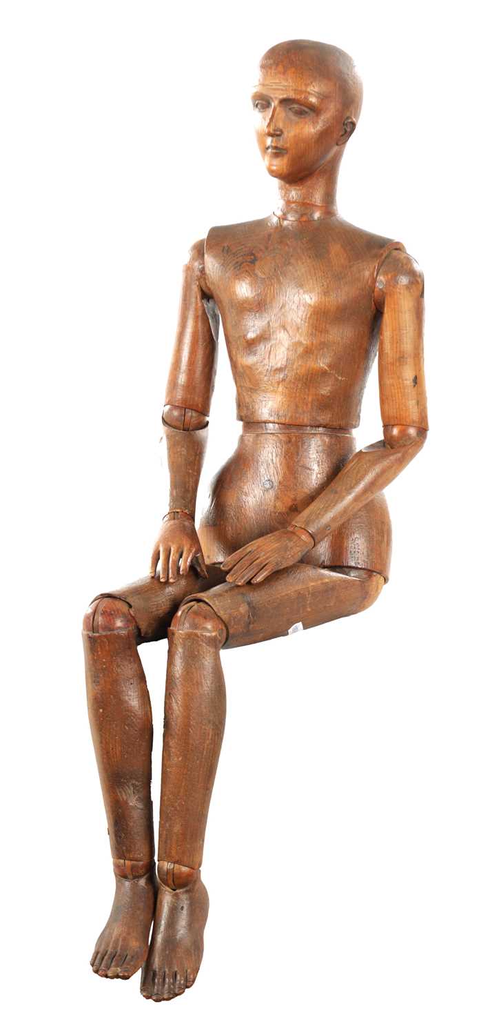 Lot 819 - A GOOD 19TH CENTURY WALNUT LAY FIGURE