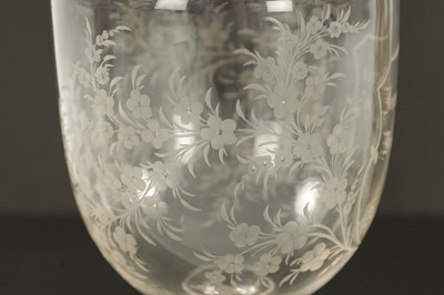 Lot 6 - A LARGE 19TH CENTURY ENGRAVED GLASS COIN GOBLET
