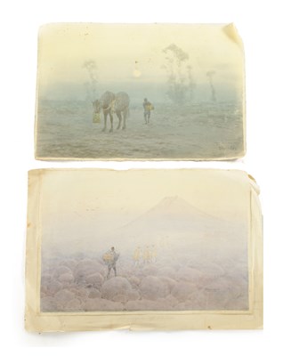 Lot 170 - TWO LATE 19TH CENTURY JAPANESE WATERCOLOUR LANDSCAPES