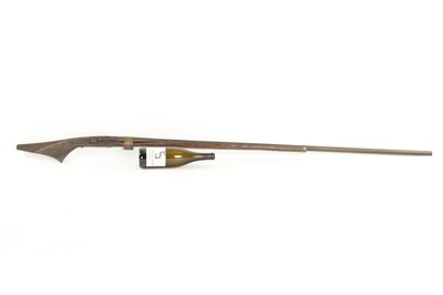 Lot 572 - AN EARLY 19TH CENTURY MATCHLOCK LONG BARRELLED GUN