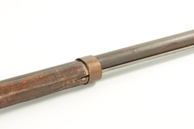 Lot 572 - AN EARLY 19TH CENTURY MATCHLOCK LONG BARRELLED GUN