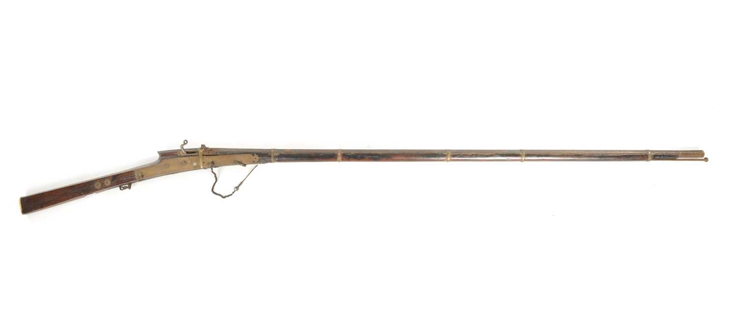 Matchlock Rifle Stock Lot 637 - A 19TH CENTURY JAPANESE MATCHLOCK LONG GUN