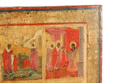 Lot 921 - AN 18TH CENTURY RUSSIAN PAINTED HANGING PANEL DEPICTING ST NICHOLAS