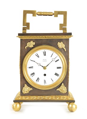 Lot 1157 - DECAIX, LONDON. AN EARLY 19TH CENTURY BRONZE & ORMOLU TABLE CLOCK