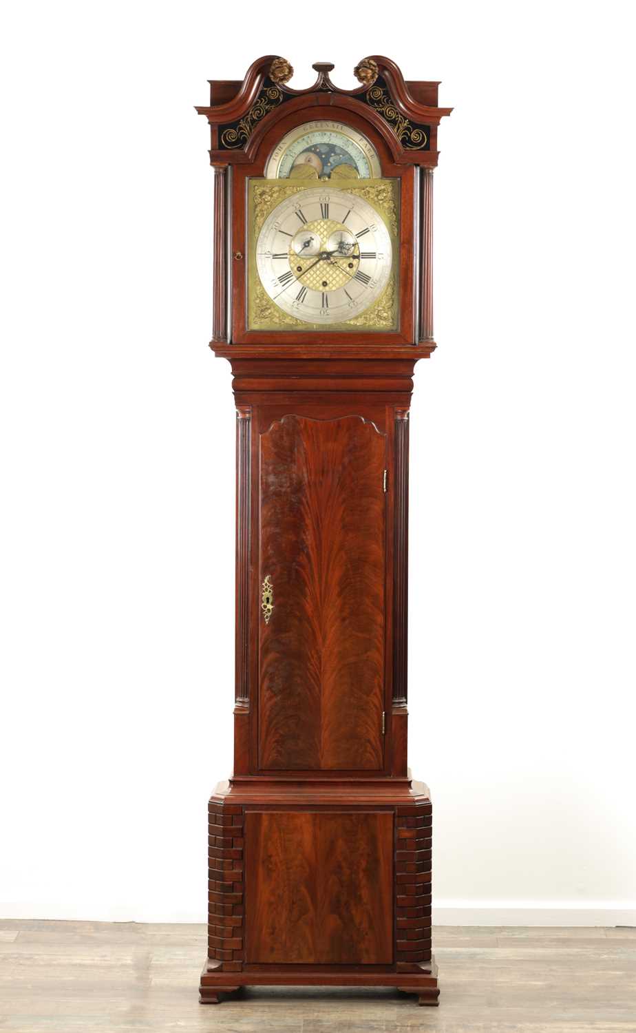 Lot 1055 - JOHN GREENALL, PARR. (ST HELENS). A RARE GEORGE III MUSICAL, YEAR CALENDAR AND TIDAL LONGCASE CLOCK