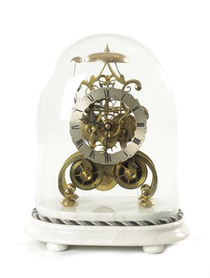 Lot 1088 - A MID 19TH CENTURY ENGLISH DOUBLE FUSEE STRIKING SKELETON CLOCK