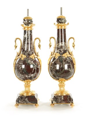 Lot 773 - A FINE PAIR OF LATE 19TH CENTURY LOUIS XVI STYLE URN SHAPED CASSOLETTES