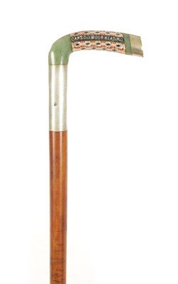 Lot 729 - A 19TH CENTURY JADE AND MOTHER OF PEARL INLAID WALKING STICK