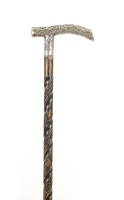 Lot 725 - A LATE 19TH CENTURY CHINESE SILVER TOPPED WALKING STICK