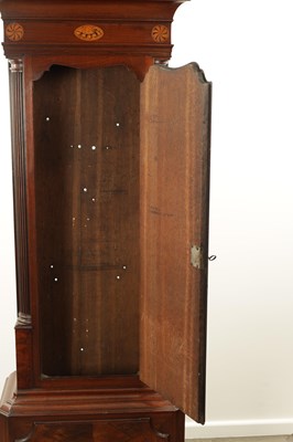 Lot 1230 - WILLIAM LASSELL, TOXTETH PARK. A GEORGE III FIGURED MAHOGANY LONGCASE CLOCK