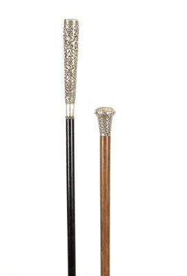 Lot 712 - TWO 19TH CENTURY SILVER TOPPED WALKING STICKS