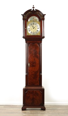 Lot 1051 - JOHN HARDMAN, WAVERTREE. A GEORGE III FIGURED MAHOGANY EIGHT DAY LONGCASE CLOCK