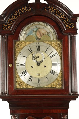 Lot 1051 - JOHN HARDMAN, WAVERTREE. A GEORGE III FIGURED MAHOGANY EIGHT DAY LONGCASE CLOCK