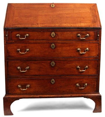 Lot 706 - An early George III solid Walnut BUREAU of...