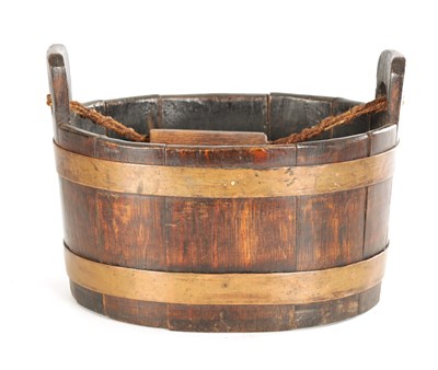 Lot 1347 - A 19TH CENTURY COOPERED OAK BUCKET