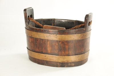 Lot 1347 - A 19TH CENTURY COOPERED OAK BUCKET