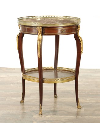 Lot 1513 - A 19TH CENTURY ROSEWOOD AND ORMOLU MOUNTED FRECNH MARBLE TOPPED CIRCULAR OCCASIONAL TABLE