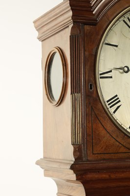 Lot 1072 - GEORGE LEFEVER, WISBEACH. A REGENCY SILVERED DIAL EIGHT DAY FLAMED MAHOGANY LONGCASE CLOCK