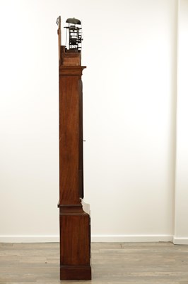 Lot 1072 - GEORGE LEFEVER, WISBEACH. A REGENCY SILVERED DIAL EIGHT DAY FLAMED MAHOGANY LONGCASE CLOCK