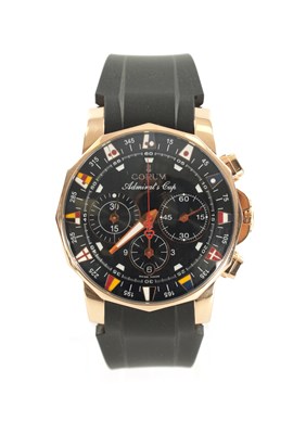 Lot 581 - A GENTLEMAN’S 18CT ROSE GOLD CORUM ADMIRAL’S CUP CHRONOGRAPH 44 AUTOMATIC WRISTWATCH