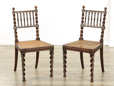 Lot 1421 - A PAIR OF LATE 19TH CENTURY OAK HALL CHAIRS