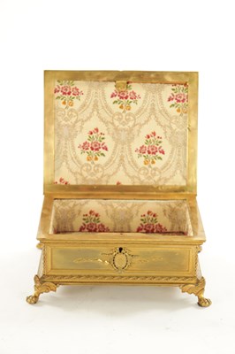 Lot 789 - A 19TH CENTURY FRENCH ORMOLU AND LIMOGES ENAMEL JEWELLERY BOX