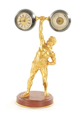 Lot 1190 - A LATE 19TH CENTURY BRONZE, ORMOLU AND ROUGE MARBLE FRENCH INDUSTRIAL CLOCK COMPENDIUM