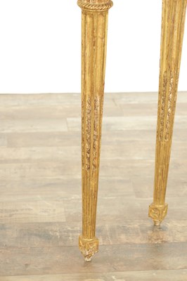 Lot 1524 - AN 18TH CENTURY ADAM STYLE GILT CARVED WOOD DEMI LUNE CONSOLE TABLE BASE