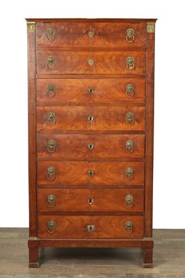 Lot 1366 - AN 18TH CENTURY MAHOGANY TALL CHEST OF DRAWERS