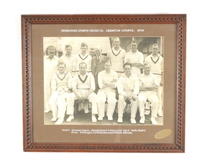 Lot 754 - A 1936 DERBYSHIRE COUNTY CRICKET CLUB CHAMPION COUNTY TEAM PHOTOGRAPH