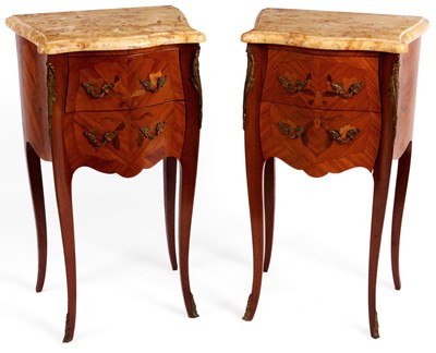 Lot 725 - A pair of Louis XVI style cross banded and...