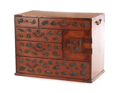Lot 189 - A JAPANESE MEIJI PERIOD STAINED WOOD COLLECTOR'S CABINET