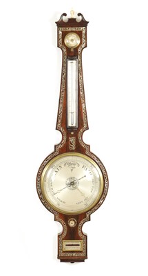 Lot 1138 - J.B. RONCHETTI, MANCHESTER. A WILLIAM IV ROSEWOOD AND MOTHER OF PEARL BAROMETER