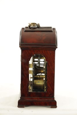 Lot 1539 - HOLMES, LONDON. A GEORGE III PAD TOP FIGURED MAHOGANY BRACKET CLOCK
