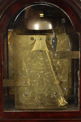 Lot 1539 - HOLMES, LONDON. A GEORGE III PAD TOP FIGURED MAHOGANY BRACKET CLOCK
