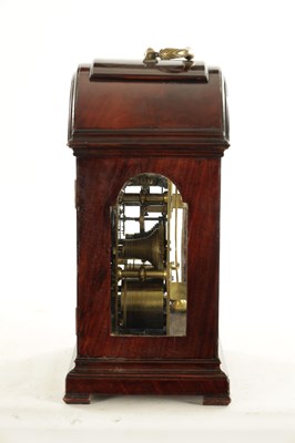 Lot 1539 - HOLMES, LONDON. A GEORGE III PAD TOP FIGURED MAHOGANY BRACKET CLOCK