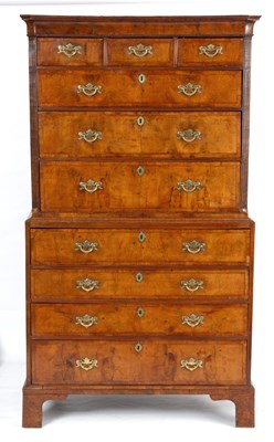 Lot 820 - A GEORGE I HERRING-BANDED FIGURED WALNUT CHEST...