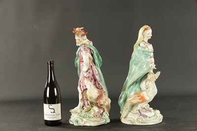 Lot 349 - A LARGE PAIR OF MID 18TH CENTURY DERBY PORCELAIN FIGURE GROUPS