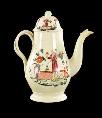 Lot 340 - AN 18TH CENTURY LEEDS CREAMWARE COFFEE POT