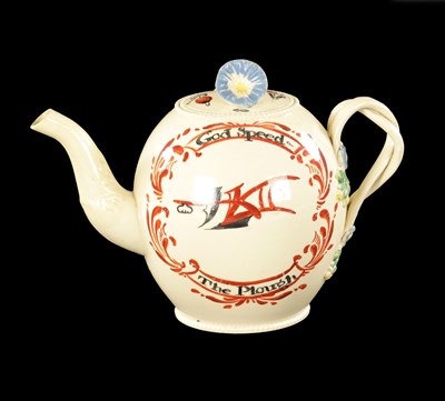 Lot 304 - AN 18TH CENTURY LEEDS CREAMWARE TEAPOT