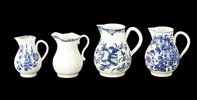 Lot 177 - A SELECTION OF FOUR 18TH CENTURY WORCESTER JUGS