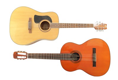 Lot 437 - A WASHBURN ACOUSTIC GUITA`R TOGETHER WITH A KIMBARA GUITAR